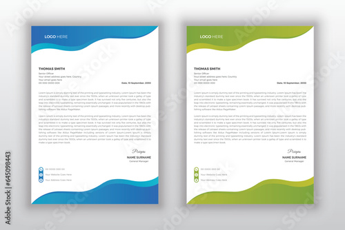 Modern Creative & Clean business style letterhead template design with 2 color variation bundle. Corporate letterhead template design for your project, vector design, editable layout...