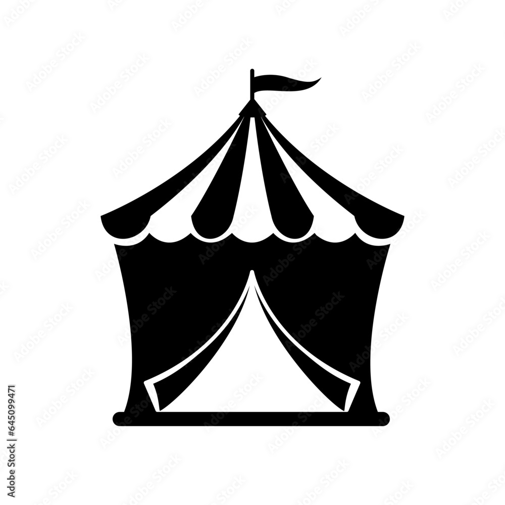 Circus tent black on white background icon. Vector Shapito symbol Circus tent black on white background icon. Vector Shapito symbol