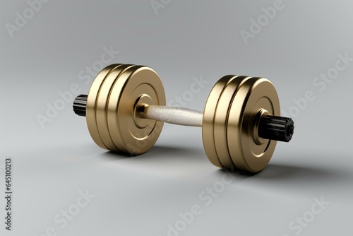 Dumbbell on a plain background. Generative AI