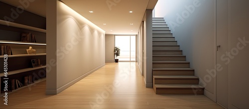 Modern home hallway leading to bedroom.