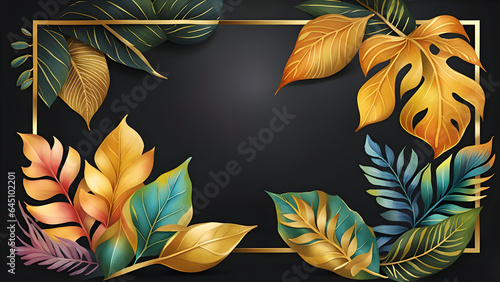 Frame with colorful tropic flowers.
