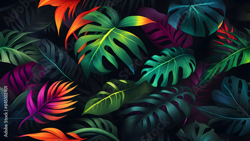 Colorful tropical flowers background.