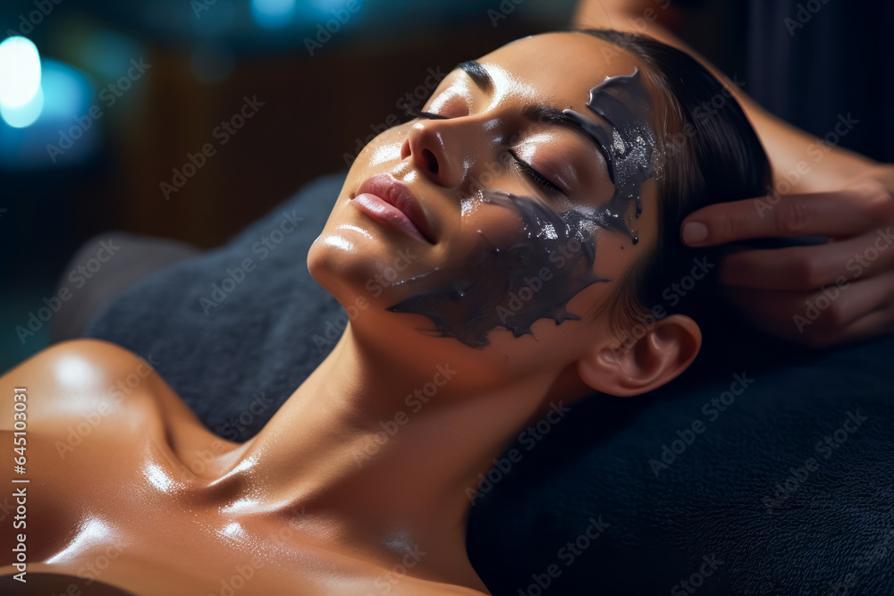 Young beautiful woman having mask procedure in spa centre Young beautiful woman having mask procedure in spa centre