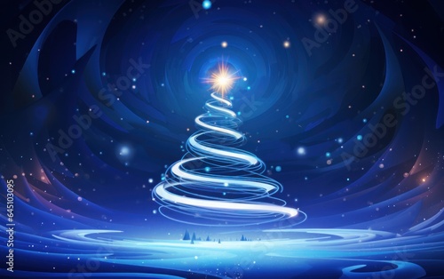 Christmas tree with blue light