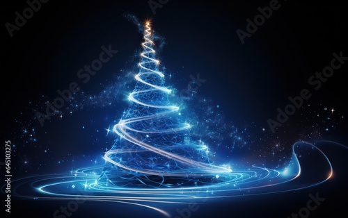 Christmas tree with blue light