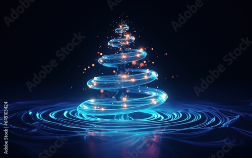 Christmas tree with blue light