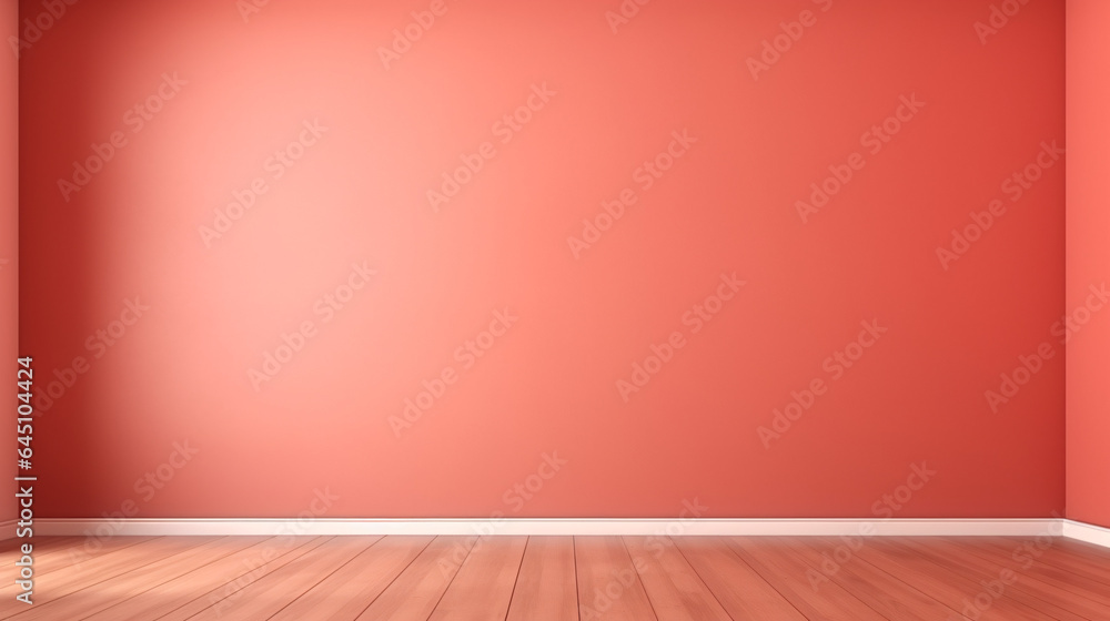light red wall background with wooden floor for the product display light red wall background with wooden floor for the product display