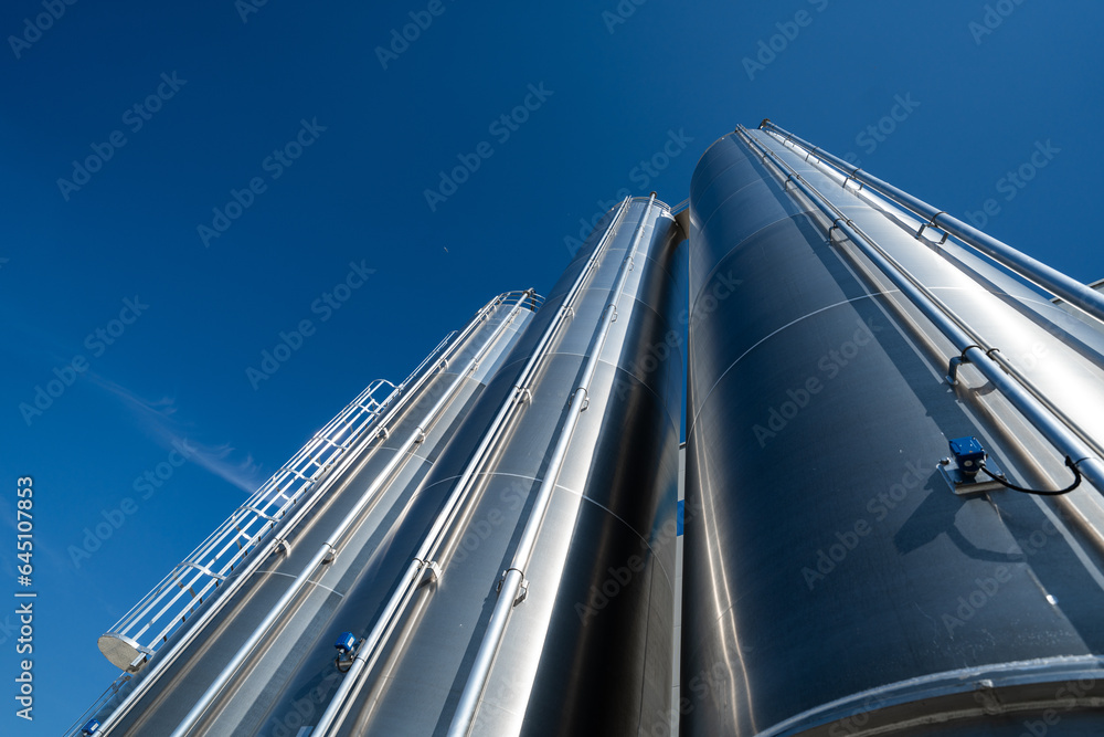 steel tanks in the background, a new factory - a clean and ecological company