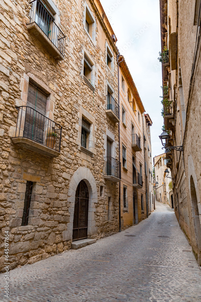 Generic street view from the city of Girona in southern Catalonia, Spain