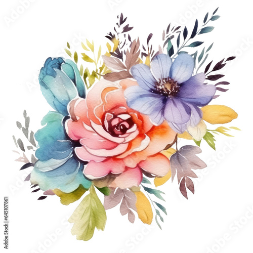Spring summer flower watercolor pastel color isolated on transparent background. Generative ai © Achira22