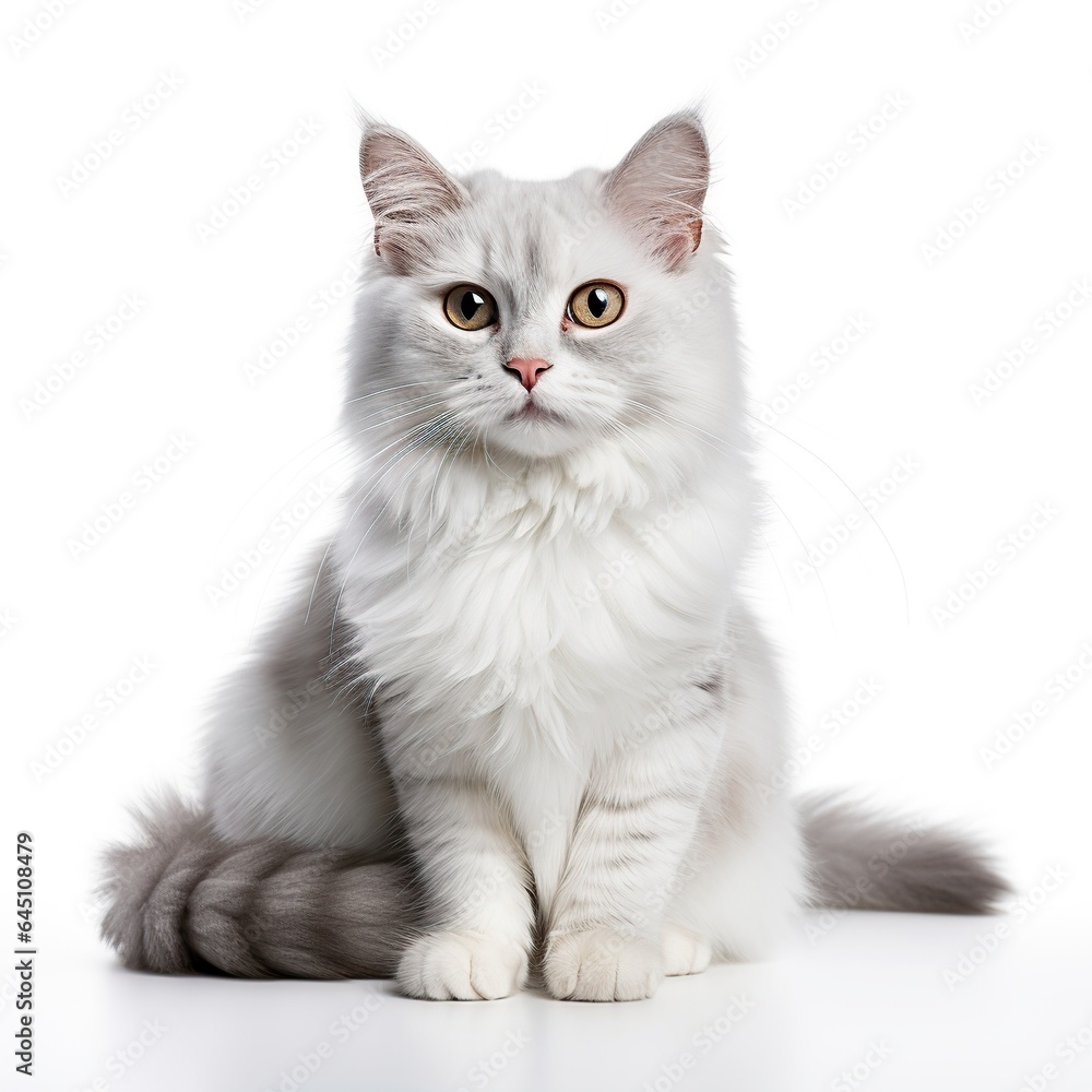 Sitting cat animal white background AI generated image