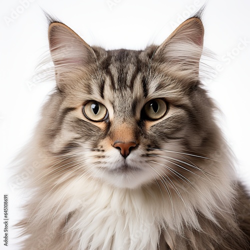 Sitting cat animal white background AI generated image