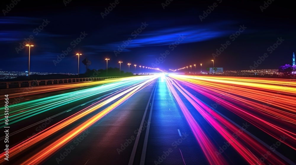 colorful light with blurred speed at night