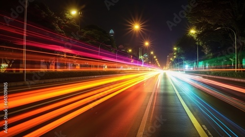 colorful light with blurred speed at night