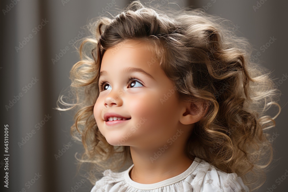 Cute baby girl looking away in a blurry background Cute baby girl looking away in a blurry background