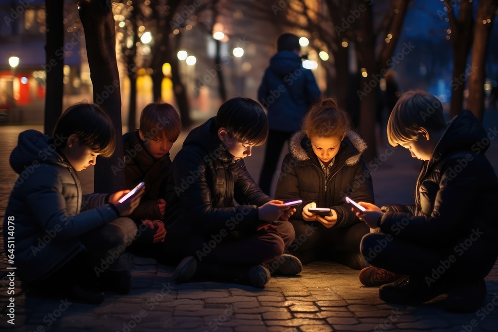 Fototapeta premium Screen Time Takes Over: A Child's Solitary Playground