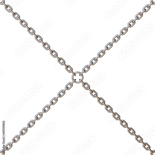 Two crossing steel chains 3D