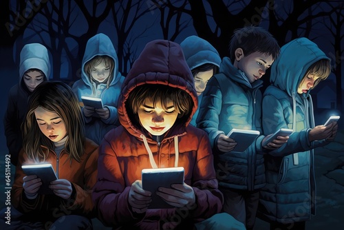 Obraz na płótnie Screen Time Takes Over: A Child's Solitary Playground w salonie
