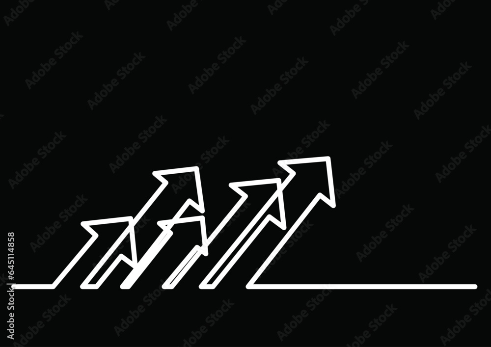 continuous line drawing vector illustration with FULLY EDITABLE STROKE of arrow as business concept continuous line drawing vector illustration with FULLY EDITABLE STROKE of arrow as business concept