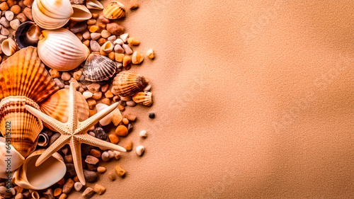 Coquillages et sable avec espace pour le texte photo