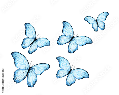  set of blue butterflies positive quote motivational etc fashion prints © ulucsevda