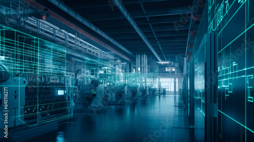Inside an Industry 4.0 Smart Factory: A Glimpse into the Futuristic World of Advanced Automation, Machinery, Robotics, and Interconnected Systems and Engineering Excellence. Generative AI
