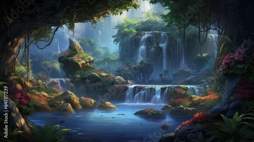 Enchanted Waterfall Grotto Game Art