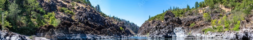 Panoramic view of Hellgate Canyon on the wild and scenic Rogue River 