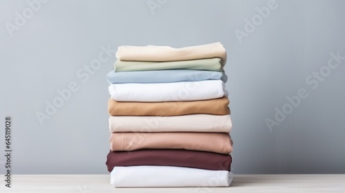 New washed clean folded clothes, laundry concept, generative ai