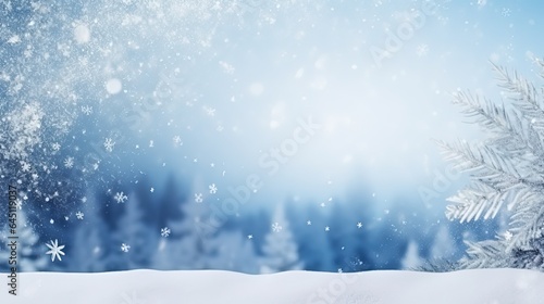 Winter snowy landscape background for christmas or new year holidays, generative ai