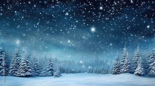 Winter snowy landscape background for christmas or new year holidays, generative ai © GulArt