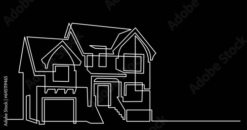 continuous line drawing vector illustration with FULLY EDITABLE STROKE of architecture modern buildings development background