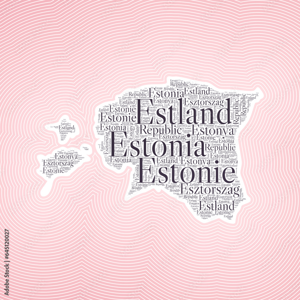 Estonia shape formed by country name in multiple languages. Estonia
