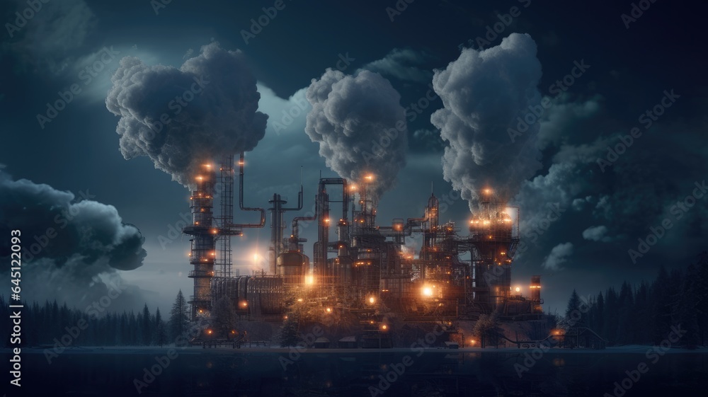 Fototapeta premium A power plant emitting electricity symbols into the air, visualizing the transformation of energy into usable electrical power