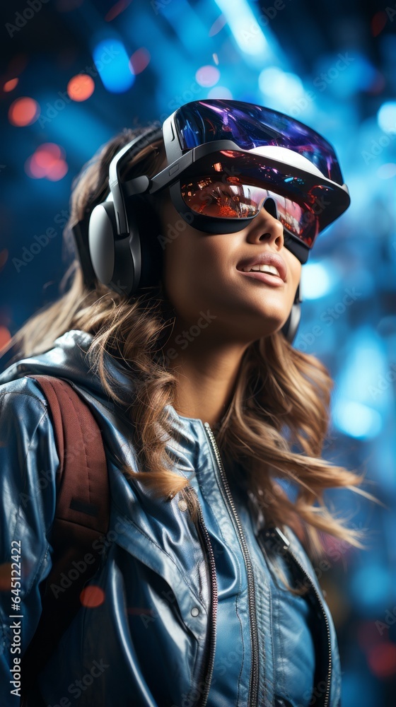 Portrait in virtual reality glasses in fantasy style. Generative AI Portrait in virtual reality glasses in fantasy style. Generative AI