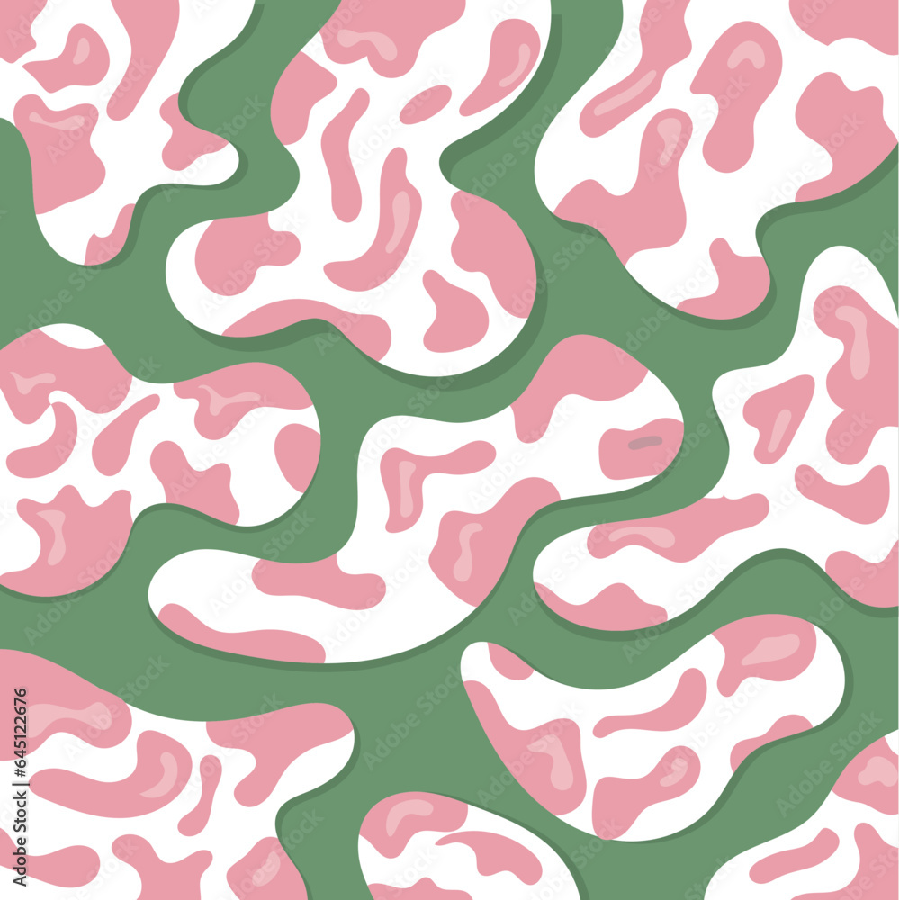animal pattern of white and pink spots, similar to the skin of a zebra, on a light green background, vector illustration