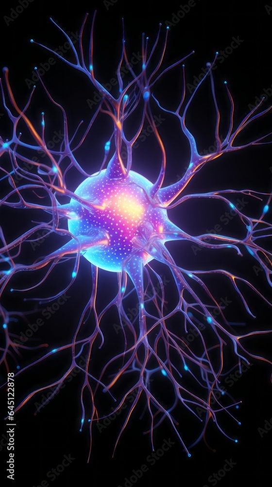 Neuron cells with abstract background. Generative AI Neuron cells with abstract background. Generative AI