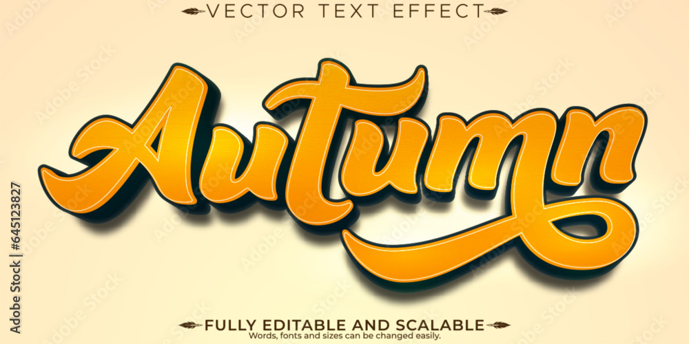 Autumn text effect, editable season and leaf text style