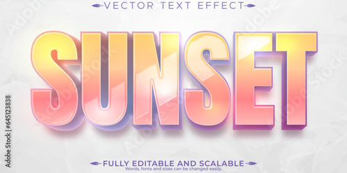 Sunset vintage text effect, editable 70s and 80s text style
