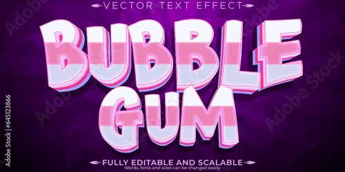 Bubble gum candy text effect, editable sugar and sweet text style