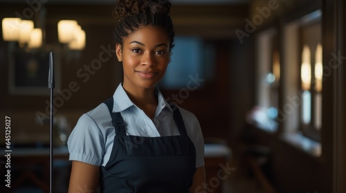 Portrait of a hotel maid, close-up