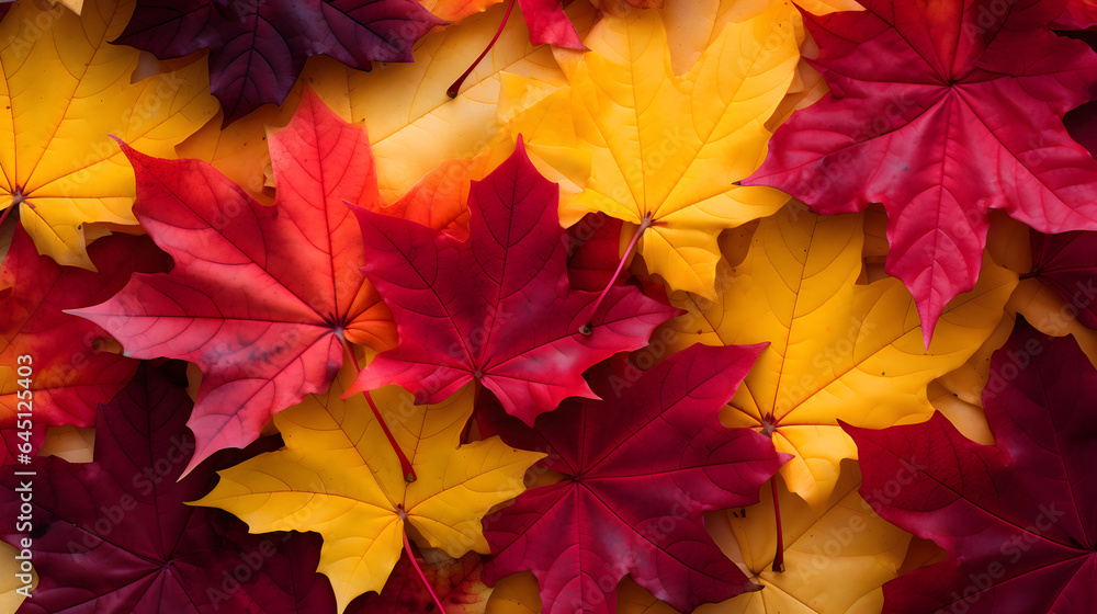 Red and yellow maple leaves background