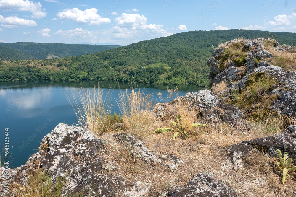 Fototapeta premium Summer view of Pchelina Reservoir, Bulgaria