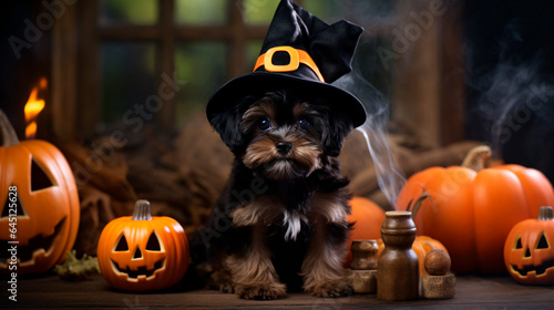 Halloween background with cute animals and pumpkins in  autumn colors and commercial photo style  © Get Your Image