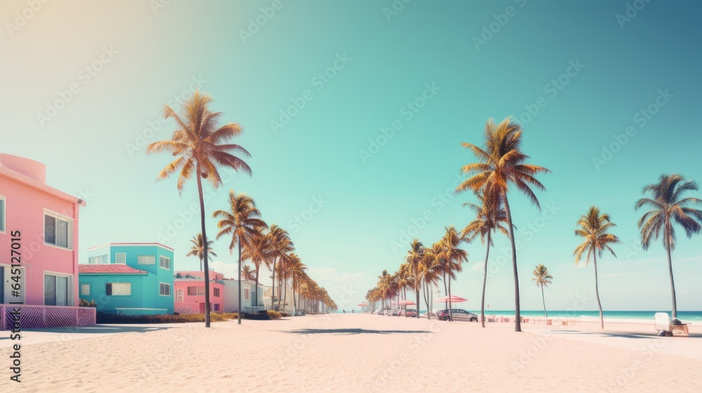 Naklejka premium Miami Beach Vibes Wallpaper Background