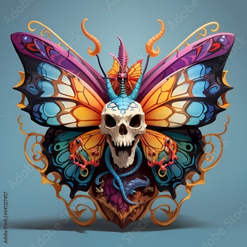 skull with wings butterfly 