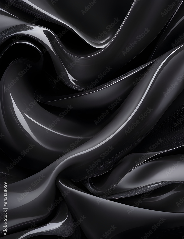 Fluid Interplay of Textures A Fusion of Gossamer Silk and Glistening Plastic in black Wave Symphony Fluid Interplay of Textures A Fusion of Gossamer Silk and Glistening Plastic in black Wave Symphony