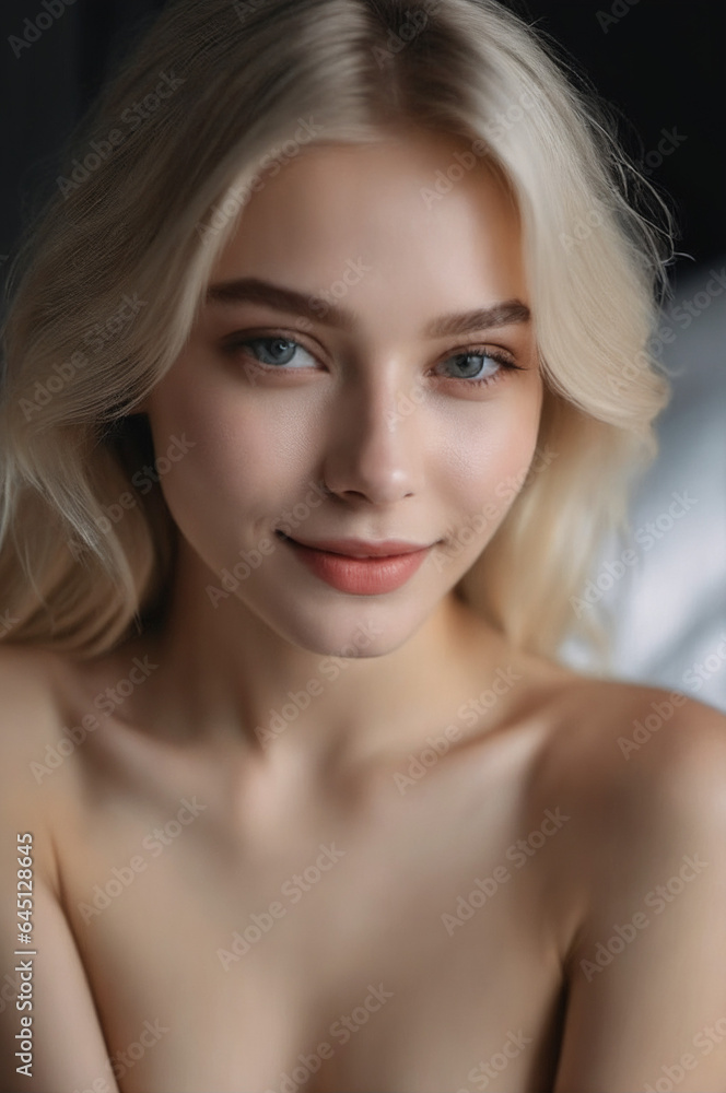 Beautiful blonde Woman on Bed Beautiful blonde Woman on Bed