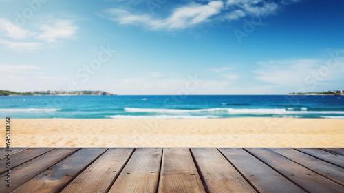 Display products on this wooden table on the beach