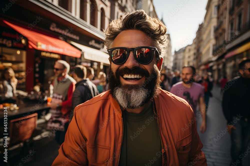 Portrait of a happy man, generative AI